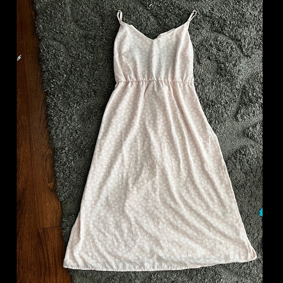 Forever 21 Pink Floral V-Neck Spaghetti Strap A-Line Dress Size Large - Picture 2 of 5